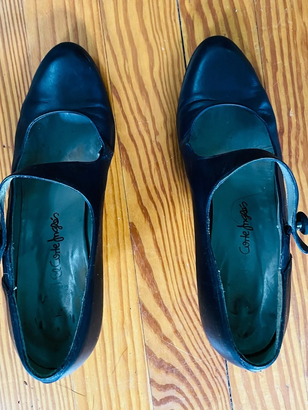 Vintage El Corte Inglés Navy Leather Mary Janes | Spanish Leather | Retro Heels